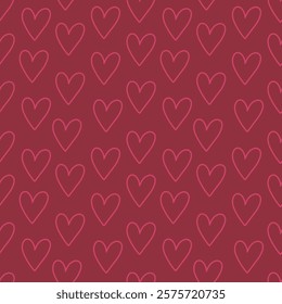 Seamless romantic pattern with cute hand drawn hearts. Scandinavian design style, illustration for textile, manufacturing. Design for Valentine's Day, vector illustration