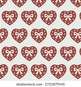 Patrón romántico sin fisuras con corazones decorativos y arco. Fondo de San Valentín dibujado a mano para papel de regalo, textil, Fondo de pantalla, papelería y diseño temático de amor.
