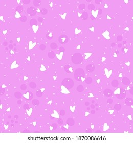 Seamless romantic pattern with hand drawing hearts. Saint Valentine background. Cute kid texture. Vector illustration. 