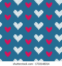 Seamless romantic pattern with hand drawn hearts. Colorful doodle hearts on background. Ready template for design, postcards, print, poster, party, Valentine's day, vintage textile, wrapping paper.