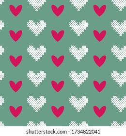 Patrón romántico impecable con corazones dibujados a mano. Coloridos corazones de garabatos sobre el fondo. Plantilla lista para el diseño, postales, imprenta, afiche, fiesta, día de San Valentín, textil vintage, papel envolvente.
