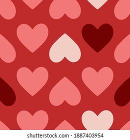 Seamless romantic pattern with hand drawn hearts. Vintage hearts background for Valentine’s Day and holidays. Festive vector pattern with love and romance symbols for prints, fabric and wrapping paper