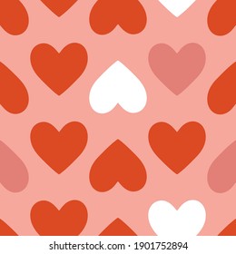 Seamless romantic pattern with hand drawn hearts. Vintage hearts background for Valentine’s Day and holidays. Festive vector pattern with love and romance symbols for prints, fabric and wrapping paper