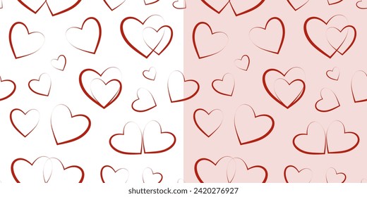 Seamless Red Heart Pattern on Transparent Background for Love and ...