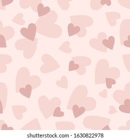 Seamless romantic pattern with hearts. Color seamless pattern. Happy Valentines Day. Love and Valentine day. For design, postcards, print, poster, party. Vector illustration.