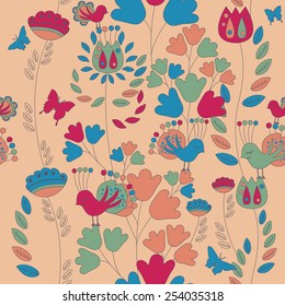 Seamless romantic pattern with a retro feel