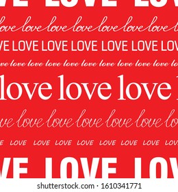 Seamless romantic pattern for valentines day with word love