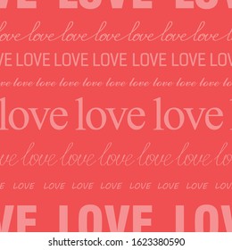 Seamless romantic pattern for valentines day with word love