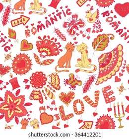 Seamless Romantic Pattern for Valentine's Day and Wedding.