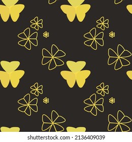 Seamless romantic pattern with yellow flowers. Vector romantic background. Great for wallpapers, backgrounds and fabric prints.