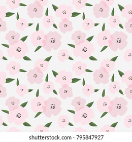 Seamless Romantic pink flowers pattern background vector illustration 