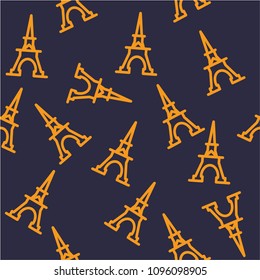 Seamless romantic valentine eiffel tower amour city background pattern in vector in yellow