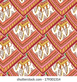 Seamless romb ethno tribal background. Endless geometric pattern.