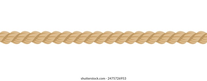 Seamless rope isolated on white background. Vector cartoon flat illustration.