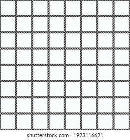 Seamless rope mesh pattern. The grid cells of thick rope on white background. Marine fishing net Seamless template. Fabric, wallpaper, wrapping.