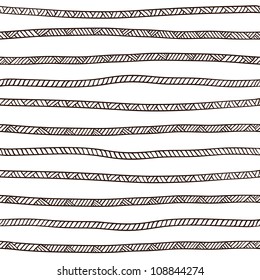 Seamless rope pattern. Black and white. Vector illustration