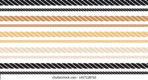 Seamless Rope Vector, black and brown line symbol on transparent background