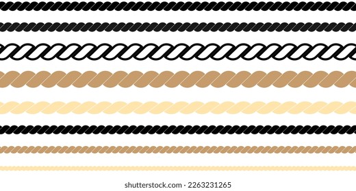 Seamless Rope vector, black and brown line symbol on transparent background. simple and elegant