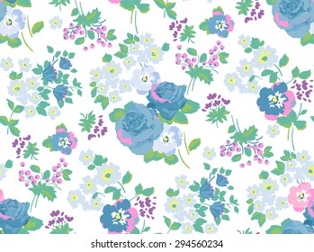 Seamless Rose and Flower Pattern in Vector