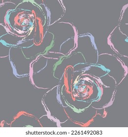 Seamless rose flowers of ornamental design. Suit for wallpaper, colourful background, fabric print.