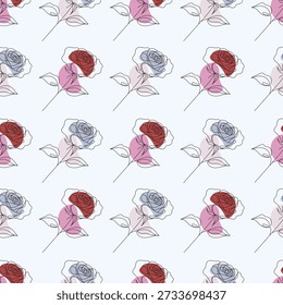 Patrón de arte de línea rosa sin fisuras con Formas abstractas. Diseño botánico minimalista moderno, perfecto para textiles, Fondo de pantalla, tela, papel de embalaje, papelería, marca, embalaje, fondos digitales.