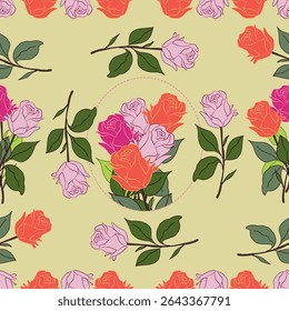 Seamless Rose Pattern Elegant Flower Blossom Romantic