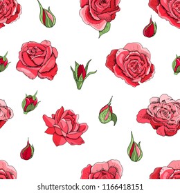 Seamless rose pattern. Excellent for fabric, wallpaper, gift boxes, background greeting cards and invitations of the wedding, birthday, Valentine's Day