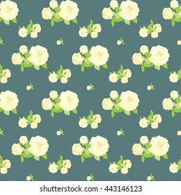 Seamless rose pattern, floral background. Vintage  flower design. For printing on fabric or paper. Vector illustration.