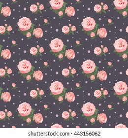 Seamless rose pattern, floral background. Vintage  flower design. For printing on fabric or paper. Vector illustration.