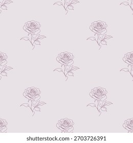 Patrón de rosa sin fisuras minimalista. Elegante fondo floral con tonos pastel suaves, perfecto para textiles, Fondo de pantalla, embalaje, papelería y proyectos decorativos modernos.