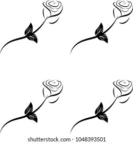 Seamless rose pattern with sketch flowers and leafs. Hand drawn