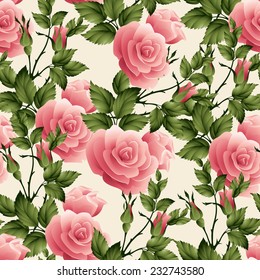 Seamless rose pattern. Vector illustration