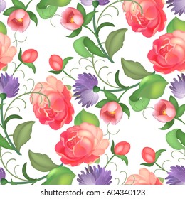 Seamless rose pattern. Vector illustration