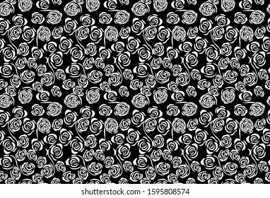 Seamless rose petal pattern with black background