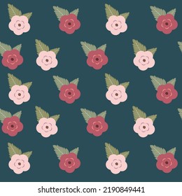 seamless roses florar pattern in red and pink colors vector illustration. suitable for fabric, wallpaper, card, textile, stationary