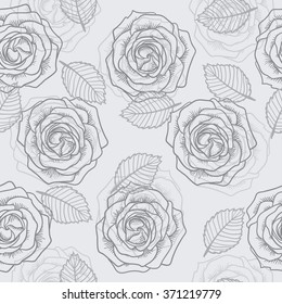 seamless roses gray pattern