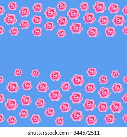 Seamless roses isolated on blue background, vector illustration
