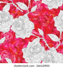 seamless roses ornament  in a linear triangular style