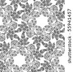 seamless roses pattern black and white