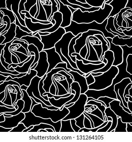 Seamless roses pattern Black and white seamless pattern