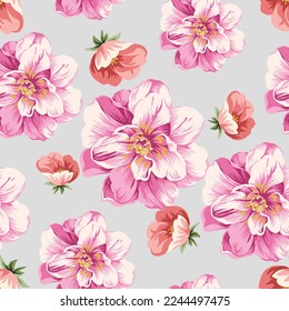 seamless roses pattern in cream background 05