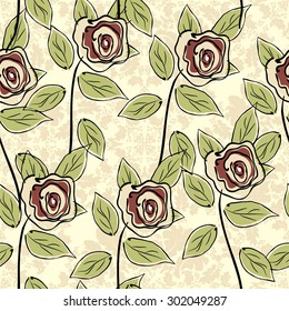 Seamless roses pattern Easily editable vector image