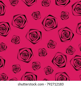 Seamless Roses Pattern. Flowers. Beautiful Background of Roses. Vector illustration in Classic Style. Placer. Seamless Roses Pattern for Textile, Tile, Paper, Card. Banner. Abstraction with Flowers.