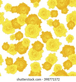 seamless roses pattern gold and yellow flowers