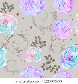 seamless roses pattern with monograms for textile ,fabric and other print.