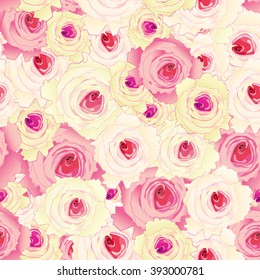 seamless roses pattern pink and white flowers