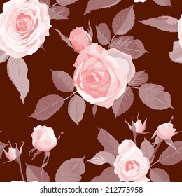 Seamless with roses. Pattern with realistic flowers. Vector illustration.