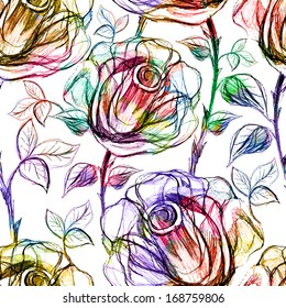 Seamless Roses Pattern. Vector, EPS 10 