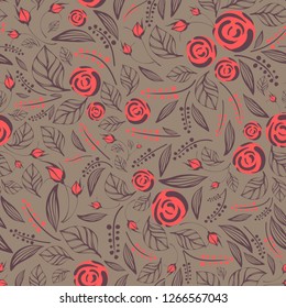 Seamless roses pattern. Vector floral background
