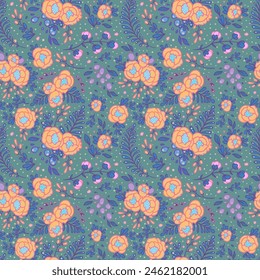 Seamless roses pattern. Vector illustration in freehand style. Stylish floral Valentines day design template. 